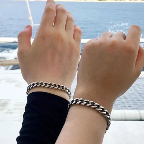 925 Sterling Silver Flat Chain Link Bracelet - Picture 3 of 5